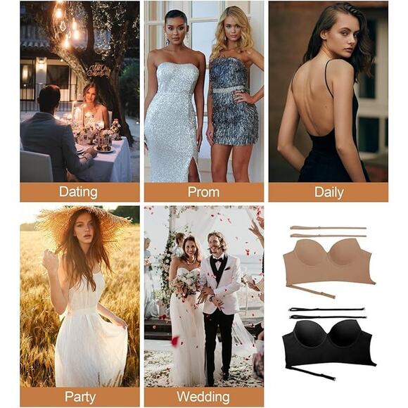 NWT ~ 2 Pack Black & White Seamless Low Back Wireless Halter Bras ~ Women's XXL - Picture 6 of 6